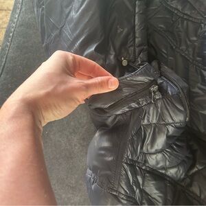 Black Quilted Puffer Jacket with Zipper Pocket